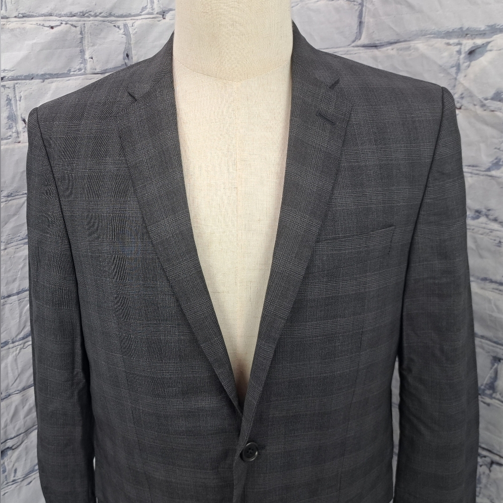 John Varvatos USA Men's Blazer Sport Coat Gray Check Canada Gray Check Wool 40R